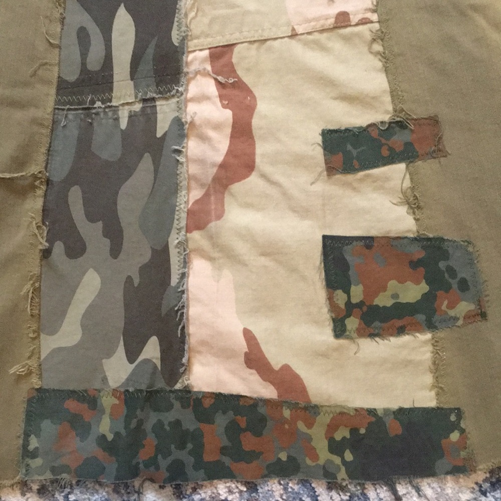Upcycled patched BDG free people mountaineer camouflage military army camo skirt - Picture 14 of 16